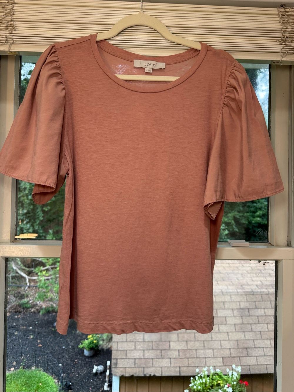 LOFT Mauve Flutter Sleeve Short Sleeve Tee